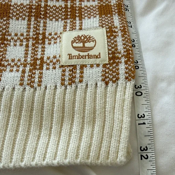 NWT Timberland Mustard and Cream Plaid Knit Scarf - Picture 3 of 3